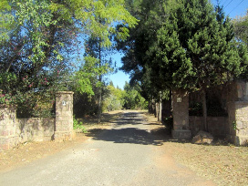 Stone pillar entrance to Burkes Paradise